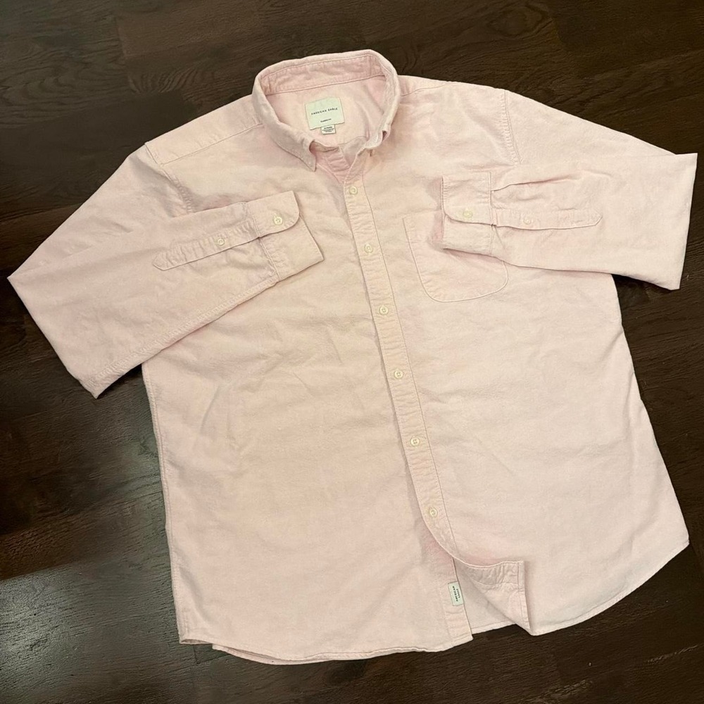 Vintage American Eagle Button Down Shirt | Light Pink Oxford | XL